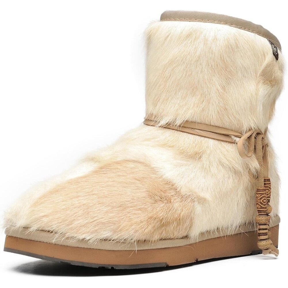 Women's White Casual And Versatile Wool Winter Warm Simple Snow Boots
